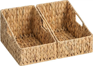 OEM Set/02 Hyacinth Bamboo Basket Rectangle Water Hyacinth Tray <b>for</b> Home <b>Storage</b> Organization <b>Makeup</b> Rectangle Office Organizer - Product Image 3