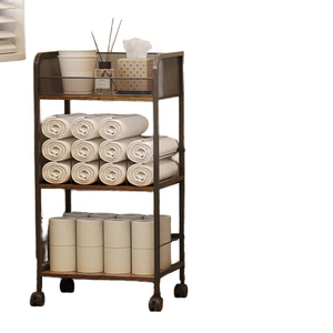 Étagère de rangement de salle de bain moderne <span class=keywords><strong>à</strong></span> 3 niveaux en métal enduit de poudre porte-papier hygiénique roues chariot utilitaire unité de rangement - Product Image 2