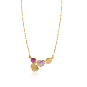 Collar de Plata de Ley 925 Chapado en Oro Clásico de Alta Calidad con Colgante de Turmalina en Engaste de Bisel - Product Image 1