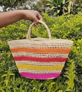 Women Crochet Raffia Clutch Handmade Multi Color Open <b>Handbag</b> Casual Summer Large Capacity <b>Soft</b> Cloth Daily Life - Product Image 1