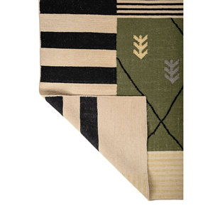 พรมขนสัตว์ทอมือสีเขียว Indusbar รุ่น ADWL-13017 กว้าง 4 เมตร ลายพิมพ์นามธรรม พรมปูพื้นห้องนอน ทางเดิน ห้องโถง รูปทรงสี่เหลี่ยมผืนผ้า 3 มิติ - Product Image 5