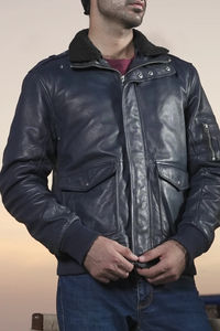 Veste en cuir véritable de vachette noire tendance pour homme, fabriquée sur mesure au Pakistan, col rabattu, accessoires d'extérieur pour l'hiver, meilleur prix - Product Image 4