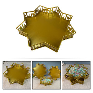 Bandejas de estrella de metal de lujo para magdalenas de boda, bandeja de servicio de estilo americano chapada en oro a bajo precio - Product Image 2