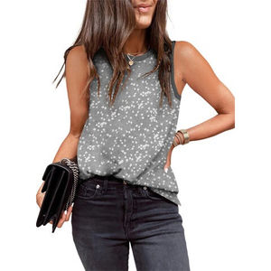 เสื้อกล้ามพิมพ์ลายสำหรับผู้หญิงแฟชั่นเสื้อแขนกุดคอกลมเสื้อลายจุดทรงหลวมแบบเรียบง่ายออกแบบได้ตามต้องการ - Product Image 6