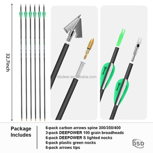 Frecce in Carbonio da 31 Pollici, Confezione da <span class=keywords><strong>6</strong></span> con Punte Luminose e Cucchiaini Luminosi per Arco Compound e Arco Ricurvo, Spine 300 350 400 500 - Product Image 2