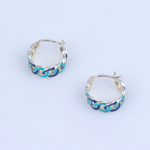 Trendy Women's 925 Silver Luxury <b>Hoop</b> <b>Earring</b> with Classic Link <b>Chain</b> Two-Color Enamel for Weddings Parties and Gifts - Product Image 1