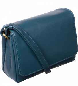 Sac bandoulière en cuir bleu sarcelle pour femme, petit sac à main avec sangle réglable, sacoche minimaliste à rabat, mode quotidienne, fermeture éclair, couleur bonbon - Product Image 1