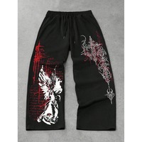 Pantalones Casuales de Invierno para Hombre, Estilo Hip Hop, a la Moda, Cómodos, de Pierna Recta, con Forro Polar, Cintura Elástica, Diseño Arrugado y Pintado