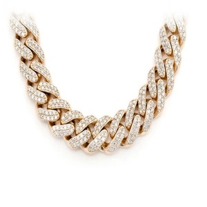 Cadena de eslabones cubanos de 16MM para hombre, collar de cadena de oro de 14K, brillante, Miami, con diamantes cultivados en laboratorio, joyería de Hip Hop - Product Image 1