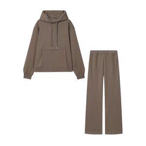 Ensemble sweat à capuche brodé et pantalon de jogging à taille élastique pour homme, couleur unie, coupe régulière, respirant, collection Hiver 2026 - Product Image 1