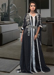 Kaftan Dubaï Farasha Magnifique Rouge Marocain Traditionnel Musulman Caftan avec Broderie Pierres Perles Robe de Soirée Modeste - Product Image 2