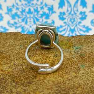 100% joyería fina, anillo de piedras preciosas Larimar de corte ovalado de plata genuina, ajuste de incrustaciones de diamantes de piedra azul encantadora para fiestas de bodas - Product Image 3