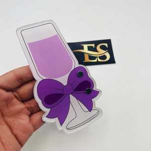 Tuile à cils en acrylique personnalisable avec aimants, motif Moch Myrtille avec nœud violet, pour vente en gros et logo personnalisé - Product Image 3