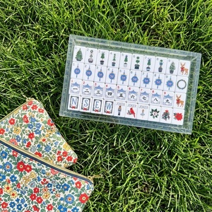 Tuiles <span class=keywords><strong>de</strong></span> Mahjong en Acrylique Bleu Clair, 160 Pièces, 5 Couches, Motif Élan et Casse-Noisette, Jeu <span class=keywords><strong>de</strong></span> Mahjong <span class=keywords><strong>de</strong></span> Luxe pour les Fêtes et Noë<span class=keywords><strong>l</strong></span>, Cadeau Design - Product Image 4