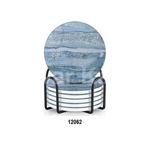 Posavasos para bebidas Juego de posavasos de piedra natural absorbente con posavasos de soporte para decoración de mesa de café - Product Image 3