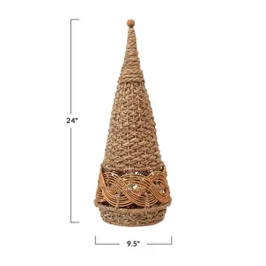Handwoven Spiral Cone <b>Tree</b> Natural Seagrass Christmas <b>Tree</b> Decoration Seagrass Christmas <b>Tree</b> With <b>Star</b> <b>for</b> Christmas Decoration - Product Image 3