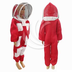 Combinaisons d'apiculture unisexes, combinaison d'apiculture ventilée intégrale avec poches en coton rouge et blanc, combinaison d'apiculteur autoportante en vente - Product Image 1