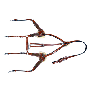 Pechera de Cuero para Caballo con Insertos Elásticos de Piel Sintética, Acolchado Suave, Arnés Equino Ajustable para Montar (Personalizable) - Product Image 1