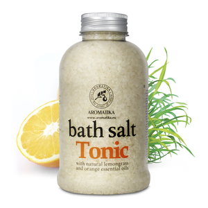 Aromatika Tónico Natural de Sal Marina para Baño 600g con Aceites Tonificantes y Energéticos de Naranja y Limoncillo - Product Image 1