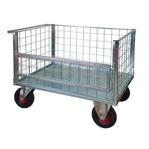 Geschilderde stalen platformcontainer met 4 zijden, 1 opvouwbare gaaswand, lekbestendige wielen - Product Image 1