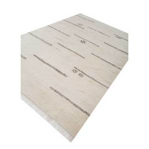 Tapis en laine ivoire Zuri AKWL-1640, grand format, noué à la main, motif géométrique abstrait, rectangulaire, 3D, pour salon, usage domestique - Product Image 2