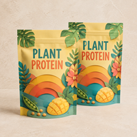 Sachet Doypack à Fermeture Éclair pour Poudre de Protéines Végétales, Faible MOQ, Imprimé Numérique, pour Lait et Aliments pour Animaux, Qualité Alimentaire, Anti-Humidité