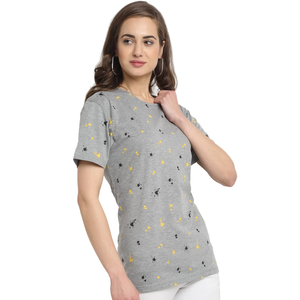 Camiseta de manga corta con cuello redondo de talla grande con estampado de gráficos en color gris personalizado para mujer DE CALIDAD DE EXPORTACIÓN DE Bangladesh - Product Image 2