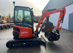 Mini-excavatrice sur chenilles compacte Kubota U27-4, capacité de la benne de 0,11 m³, cabine à faible niveau sonore, mini-excavatrice Kubota à vendre - Product Image 6