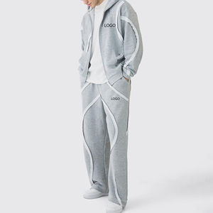 Baggy de sport personnalisé 2026 pantalon de survêtement à jambes de coupe régulière ensemble de 2 pièces sweats à capuche de travail avec écusson pour hommes survêtements d'hiver solides - Product Image 1
