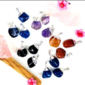 Environ 15mm Onyx noir Tumble pendentif pas cher prix laiton argent et plaqué or bouddhisme bijoux religieux pour elle - Product Image 4