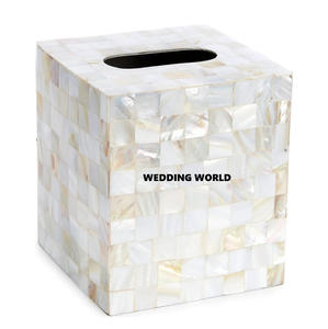 Boîte à mouchoirs en bois de couleur bleue de luxe classique élégant fait à la main Top vente Table décorative nouvelle boîte à mouchoirs en bois en gros - Product Image 5