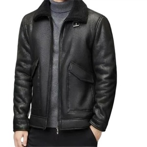 Chaqueta más terciopelo solapa lona piel de oveja genuina impermeable a prueba de viento High Street Fashion 2024 Otoño Invierno hombres talla grande - Product Image 6