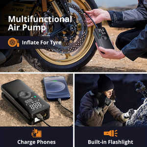 Pompe à air électrique portable pour voitures et vélos, gonfleur de pneus 150 PSI, lumière de détresse SOS, fonction de dégonflage, compresseurs de pneus 250 PSI - Product Image 5