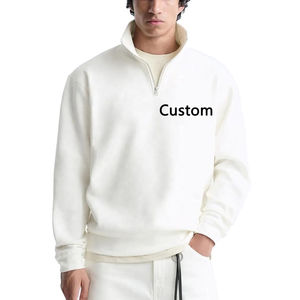 OEM Vente en gros Sweatshirts à capuche de haute qualité avec logo brodé sur mesure en coton pour hommes en polaire à demi-fermeture éclair Pullover Quarter Zip Sweatshirts - Product Image 1