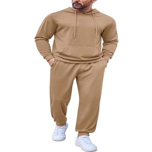 Alta calidad invierno 100% algodón Tech Fleece 500GSM chándal liso de gran tamaño 2 uds chándal de alta calidad - Product Image 2