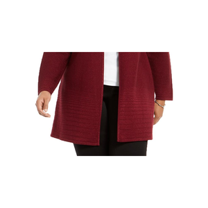 Cardigan da donna Alfani Mod Shimmer Metallic Striped con stampa Berry Jam, taglia 0X - Product Image 3