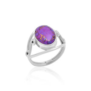 Violet cuivre Turquoise forme ovale pierres précieuses anneaux à la main 925 bague en argent Sterling pour les femmes Turquoise 925 bague en argent Sterling - Product Image 3