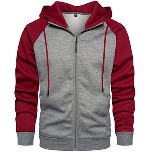 Terry 100% sudaderas con cremallera de algodón para hombre, sudaderas con capucha de estilo raglán personalizado sin bolsillos personalizados, sudaderas con cremallera cortavientos, color sólido - Product Image 5