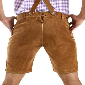 Pantalones Cortos Casuales de Cuero Sólido, Transpirables, Impermeables y de Secado Rápido, con Bordado y Diseño Estampado, Hasta la Rodilla - Product Image 4