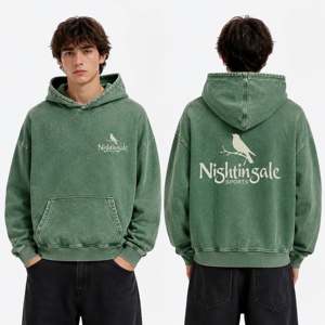 Sweat à capuche en molleton de coton surdimensionné, teint et lavé, effet vintage délavé, épaules tombantes, sur mesure - Product Image 3