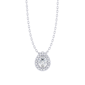 Colgante de Circonita Cúbica con Corte de Pera, Chapado en Oro y Rodio, con Cadena de 18 Pulgadas, 11x8mm, 1.2g, Plata de Ley - Product Image 1