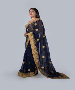 Auto conçu fête porter Designer soie brodé Saree avec chemisier pièce marché de gros bas prix en vrac Sari dames porter 500 ethnique - Product Image 5