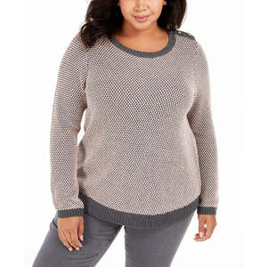 Maglione Charter Club da donna, nero intenso, taglia 2X Plus Size, con bottoni e dettagli a contrasto - Product Image 1