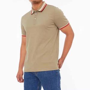 OEM personalizado hombres de manga corta Polo camisa transpirable de algodón de verano Streetwear con contraste de color Polo cuello bordado Logo - Product Image 3