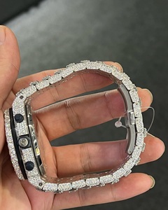 Reloj de Lujo Personalizado con Diamantes de Imitación VVS Moissanite, Estilo Hip Hop Antiguo, Movimiento de Cuarzo, Resistente al Agua hasta 10 m, Correa de Aleación - Product Image 3