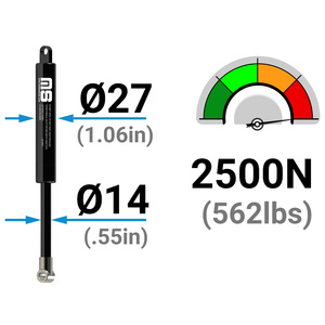 Vérin à gaz LS14ZK-500-1102-F1 certifié ISO Course de 500mm Support de levage en acier Ressorts de cylindre industriels Compression de 1102mm - Product Image 2