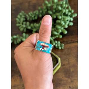 Southwest Handmade <b>Turquoise</b> Opal Sterling Silver Square Inlay <b>Ring</b> - Product Image 2