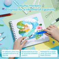 Ohuhu Alcohol Brush & Chisel Double Tips 48 Mid-tone Colors- Double Tipped Artists Adults Coloring Sketch Illustration