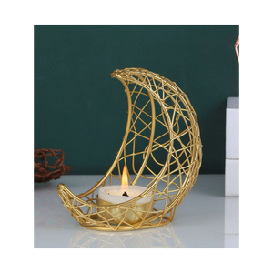 Fantastique Design Or Métal Lune Forme Bougeoir En Gros Photophore Stand Maison Restaurants et Événements Utilisation au Meilleur Prix - Product Image 3