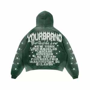 Conjunto Deportivo Urbano Personalizado con Lavado Ácido Vintage para Hombre, Sudadera con Capucha y Pantalones Deportivos con Parches Desgastados - Product Image 5